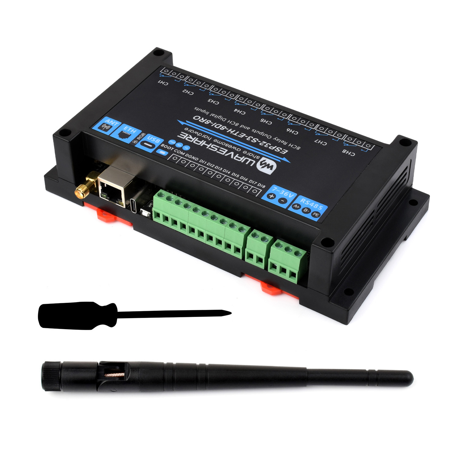 Doit Esp32 - Waveshare Industrial 8-Kanal ESP32-S3 WiFi-Relaismodul, integrierte