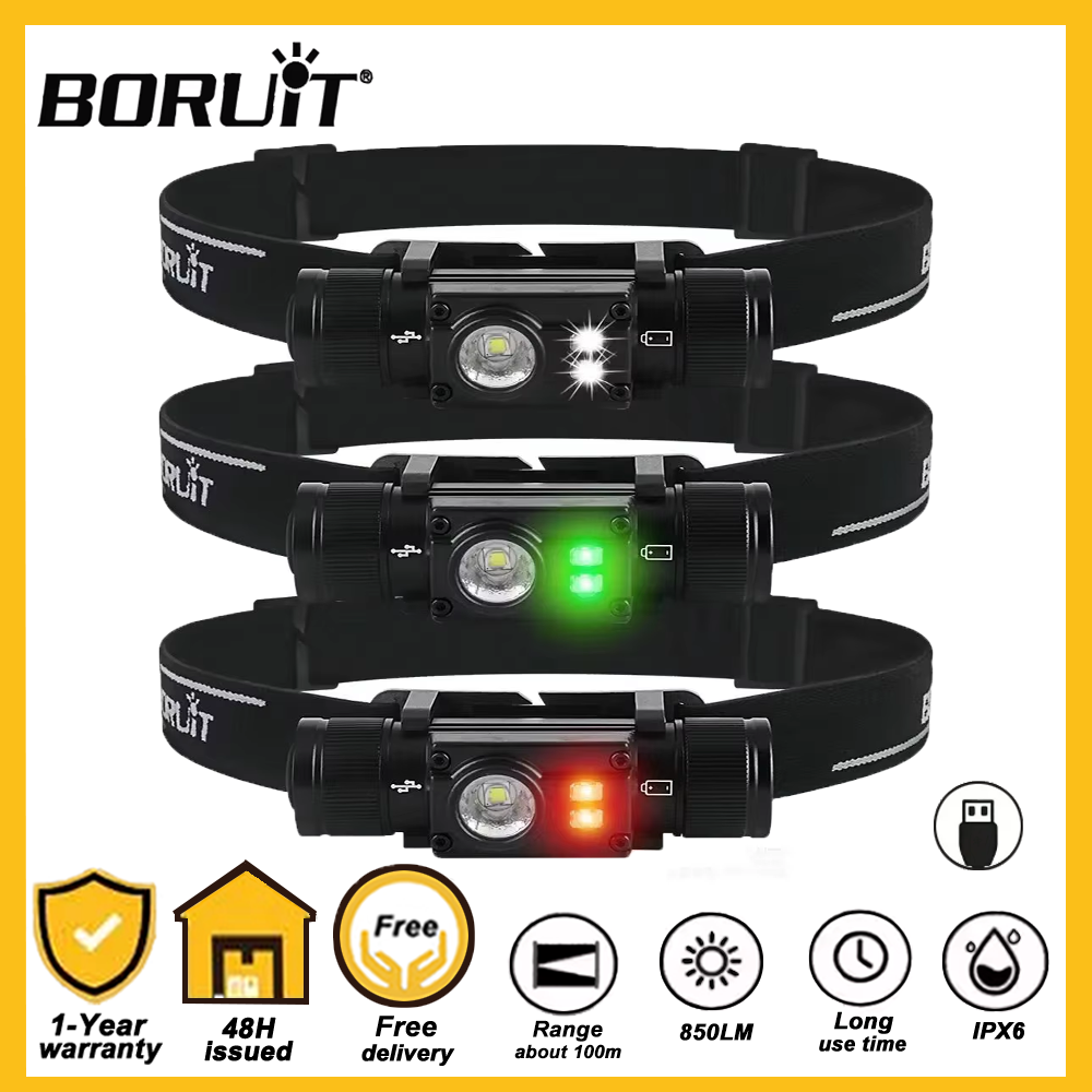 Lolin D32 - BORUiT HP500 LED-Stirnlampe mit 18650-Akku, wiederaufladbarer